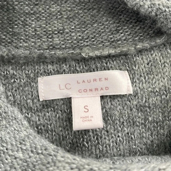 LC Lauren Conrad Puff Sleeves Sweater Women’s‎ Silver Size Small - Picture 9 of 12